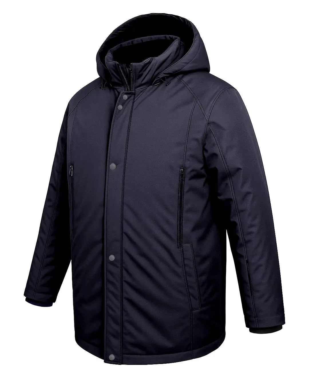 Büyük Beden Kapüşonlu Softshell Mont Astarlı-Lacivert