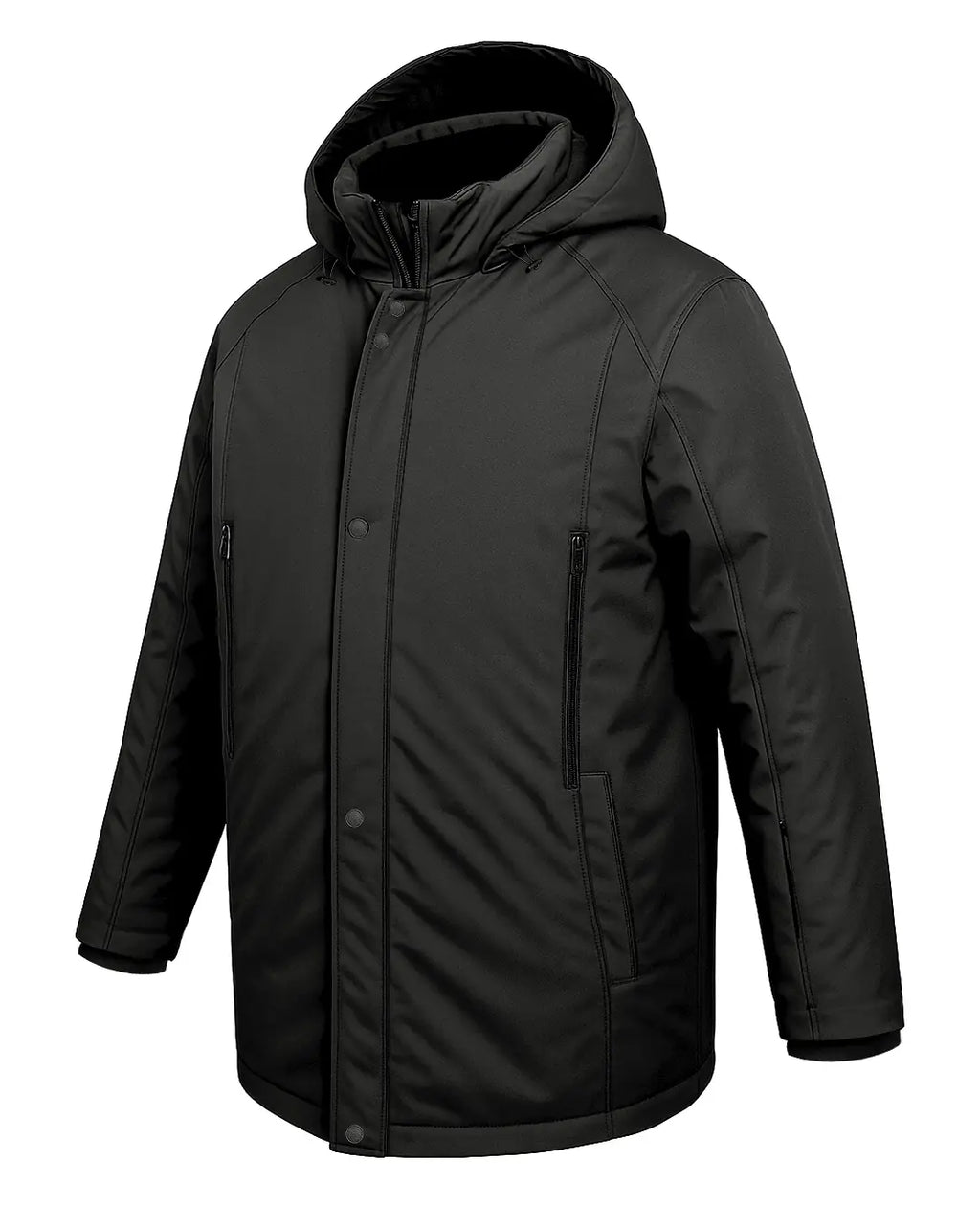 Büyük Beden Kapüşonlu Softshell Mont Astarlı-Siyah