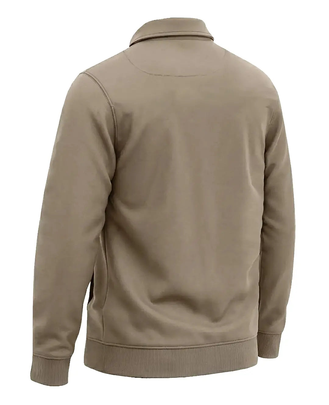 Kışlık Büyük Beden 3 iplik Yarım Fermuarlı Kanguru Cep Sweat -Bej