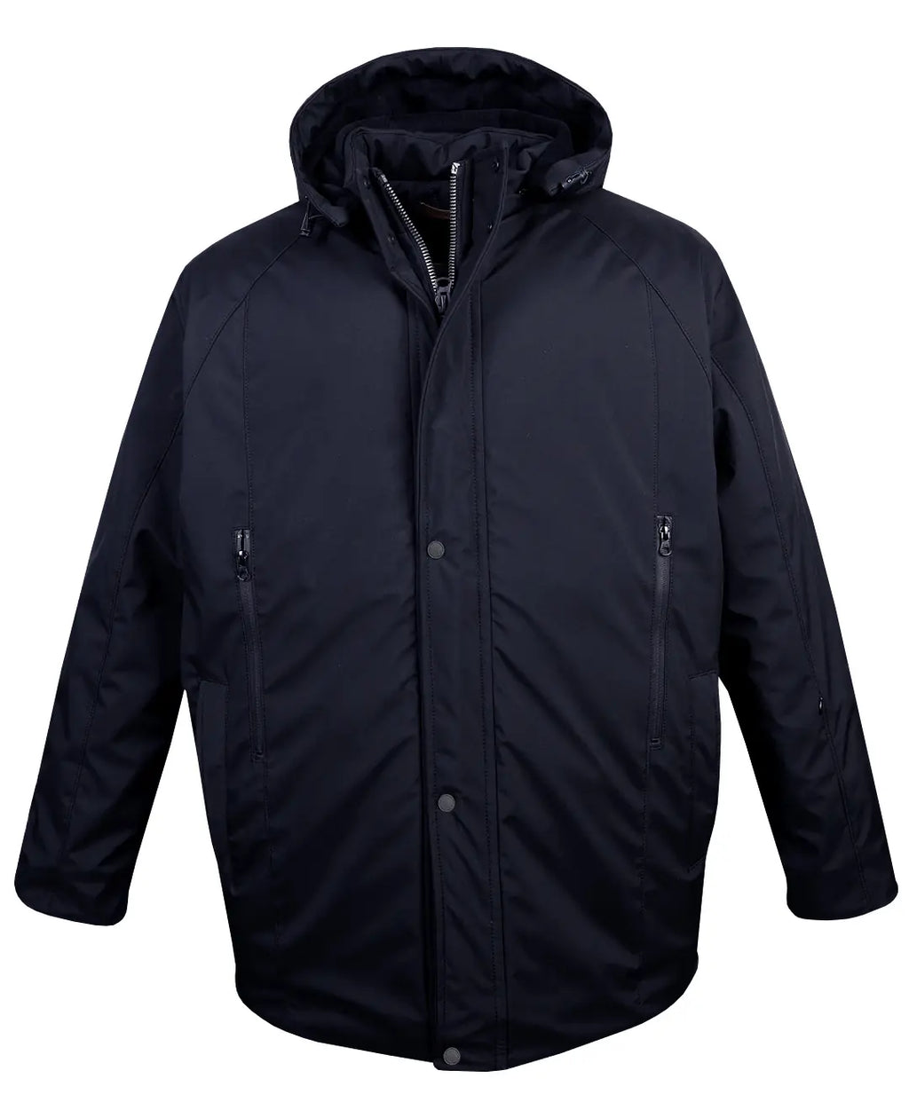 Büyük Beden Kapüşonlu Softshell Mont Astarlı-Lacivert
