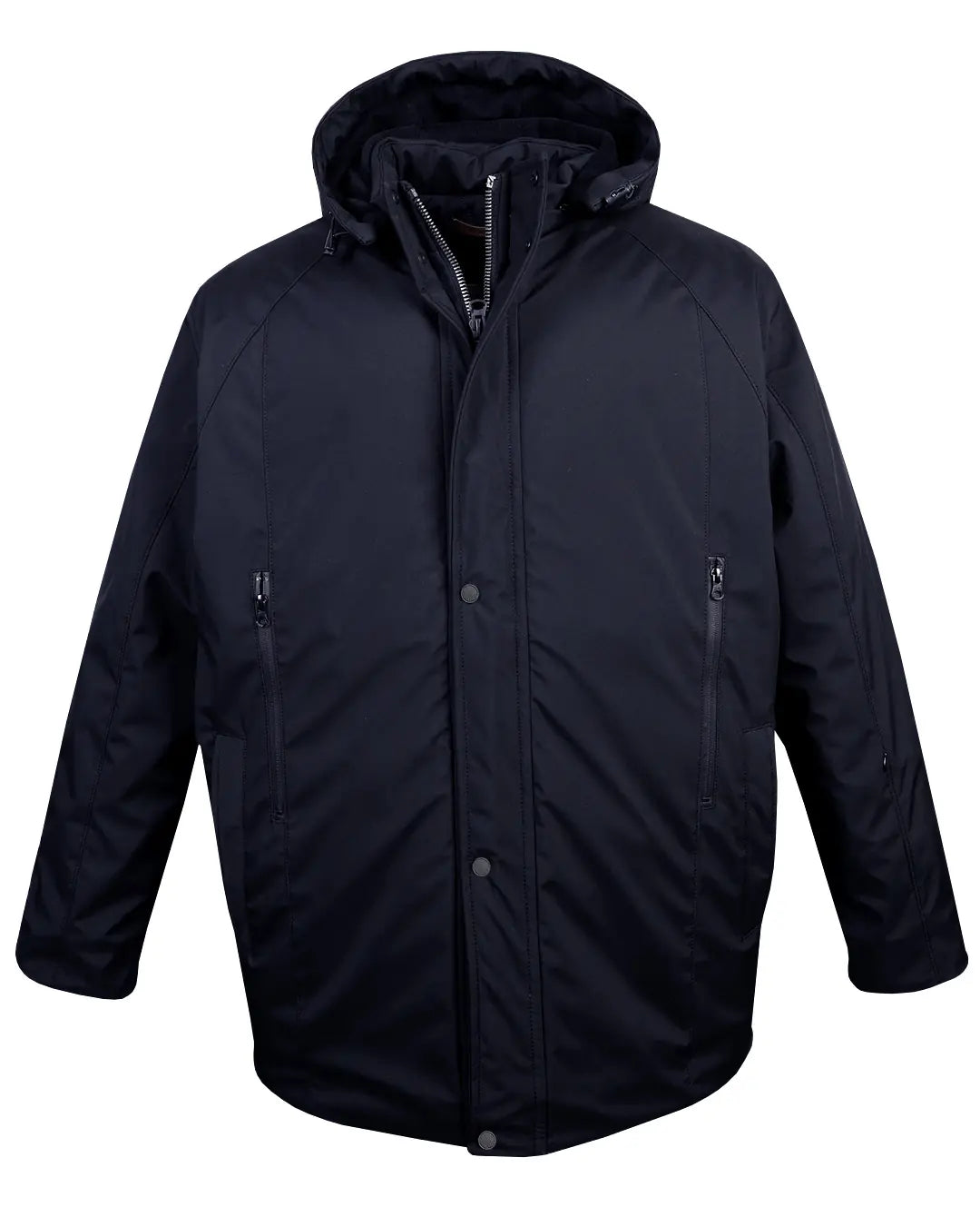 Büyük Beden Kapüşonlu Softshell Mont Astarlı-Lacivert