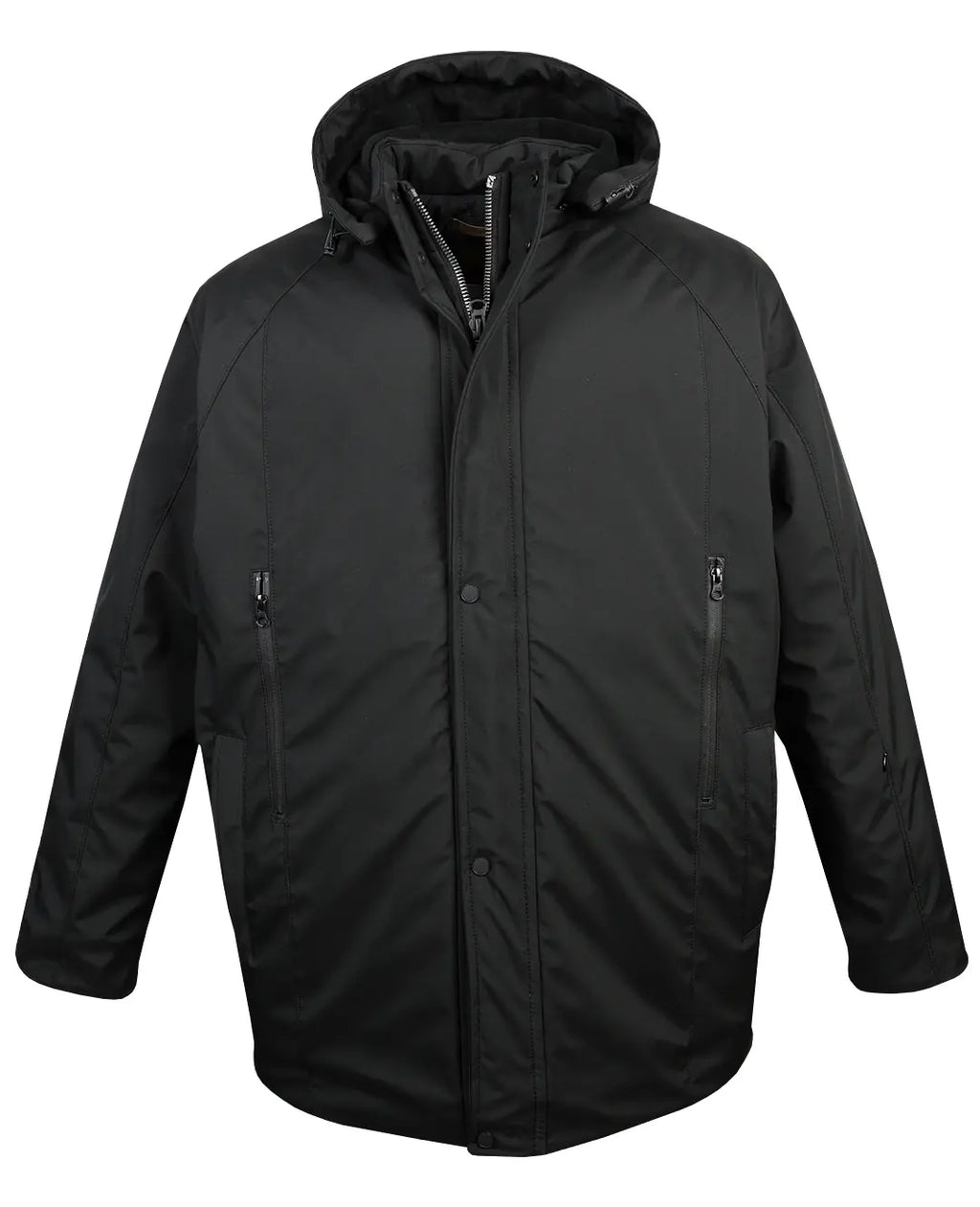 Büyük Beden Kapüşonlu Softshell Mont Astarlı-Siyah