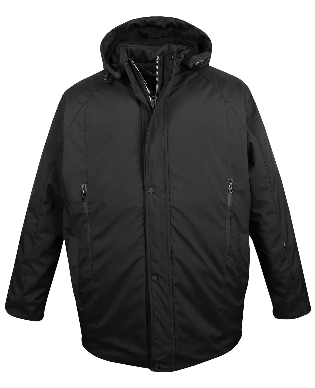 Büyük Beden Kapüşonlu Softshell Mont Astarlı-Siyah