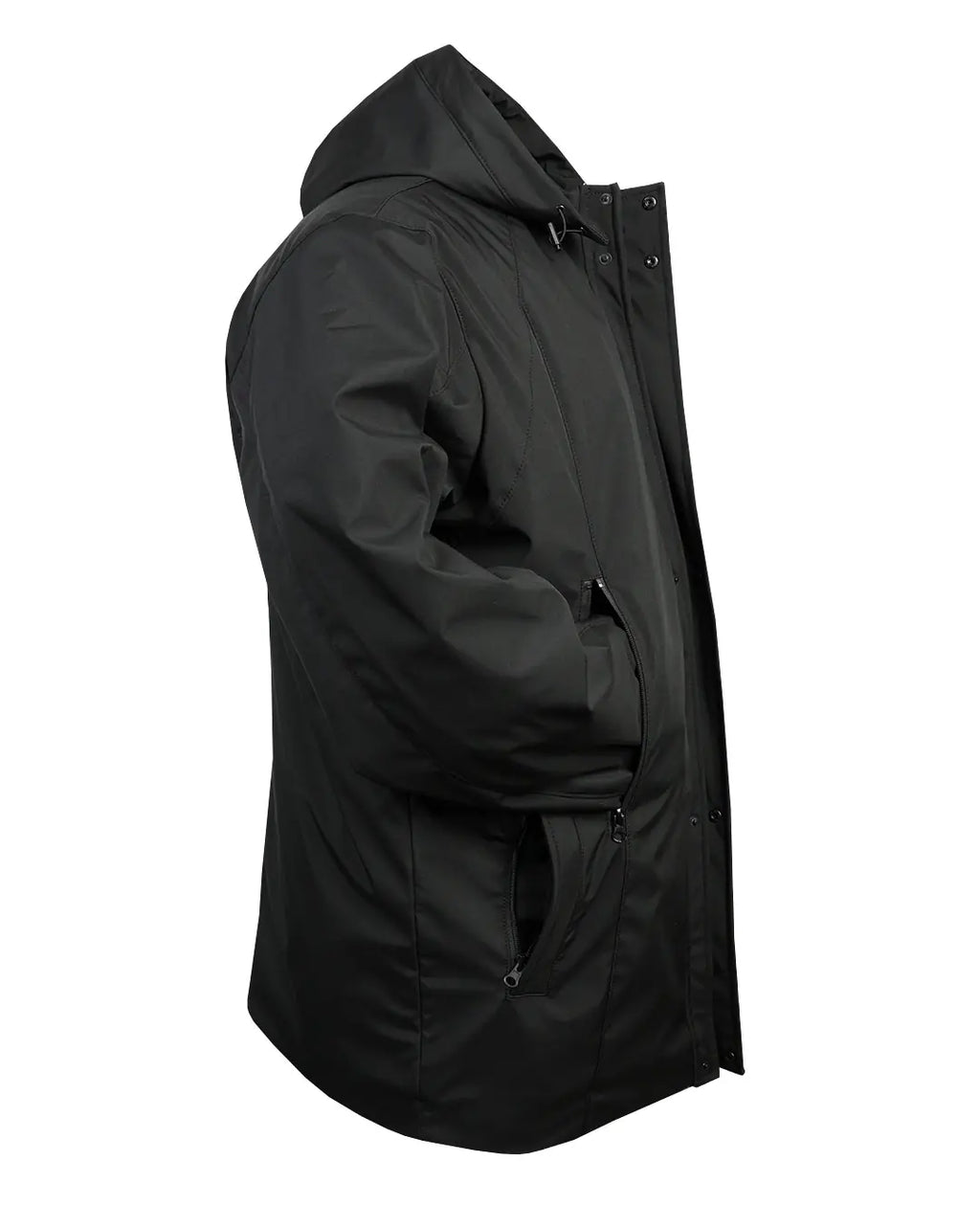 Büyük Beden Kapüşonlu Softshell Mont Astarlı-Siyah