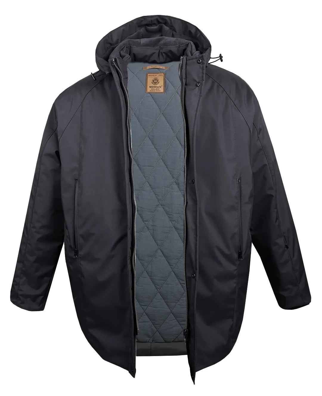 Büyük Beden Kapüşonlu Softshell Mont Astarlı-Antrasit